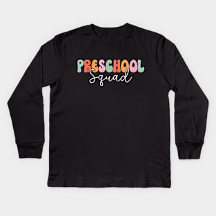 Preschool Squad Retro Groovy Kids Long Sleeve T-Shirt